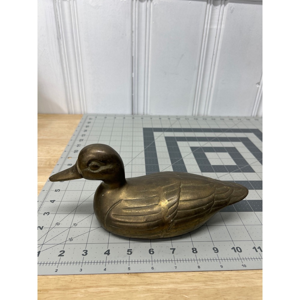 Vintage Brass Duck Figurine Hunting  Cottagecore Decor Mallard